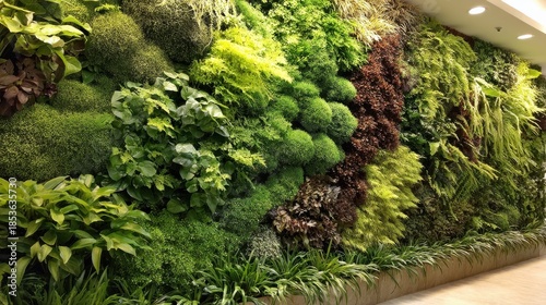 a lush vertical garden a vibrant display of green plants cascading down the wall brings a touch of nature indoors