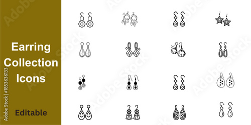 Sixteen Pair Earring Icons for Jewelry Store Website Design and Mobile Apps