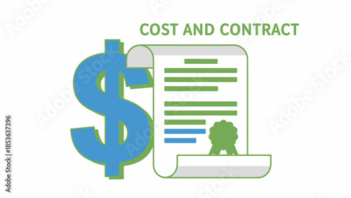 Business concept of Cost and Contract with dollar sign and legal document