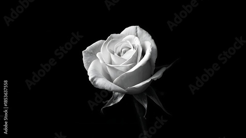 Single Monochrome Rose Bloom for Minimalist Birthday Wishes