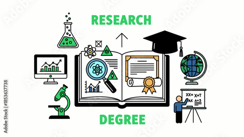 Research and Degree Academic Education Concept Illustration
