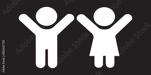 Kids icon boy girl happy vector illustration isolated white background