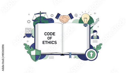 Business Code of Ethics and Corporate Compliance Concept Illustration