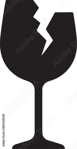 Broken wine glass silhouette
