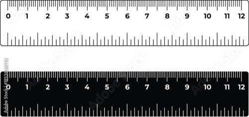 Blue Plastic Ruler with Inch and Centimeter Measurements Geometry, Math, and School Vector Eps 10.
