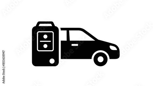 Car remote keyless entry system icon with sedan silhouette