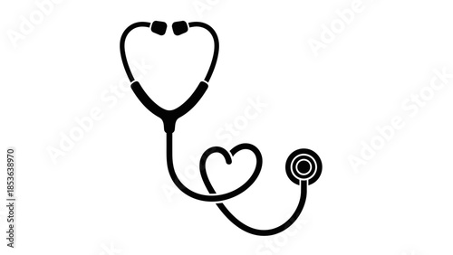 Medical stethoscope icon forming a heart shape silhouette.