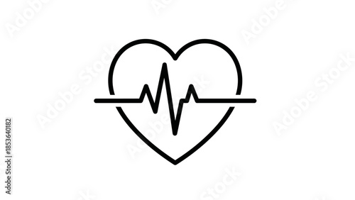 Heart rate monitor with love shape icon. Minimalist medical heartbeat line inside a heart silhouette. Vector illustration for healthcare and wellness brandin