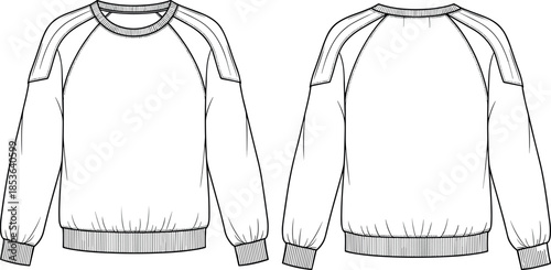 Technical fashion illustration of a casual, cropped utility shacket (shirt-jacket) with flap chest pockets, large turned-up cuffs, and button closure, perfect vector template for apparel design.