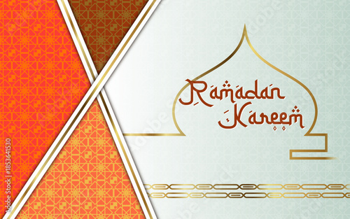 Elegant ramadan kareem greeting card design. Vector illustration for your graphic design, banner, website, brochure