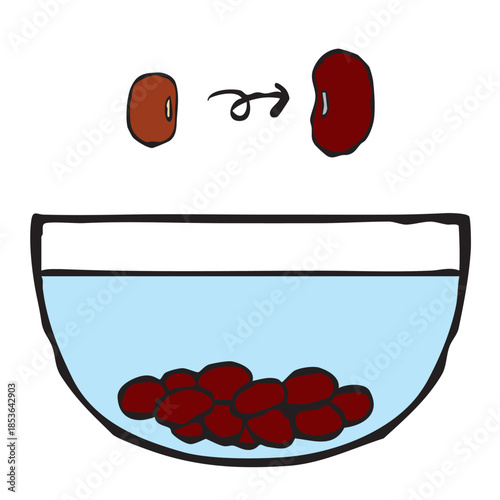 調理手順_豆を水に浸す_小豆・金時豆・小豆・大豆・青豆　beans