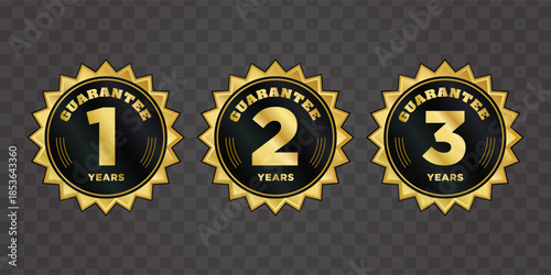 Golden Guarantee Badges for 1, 2, and 3 Years