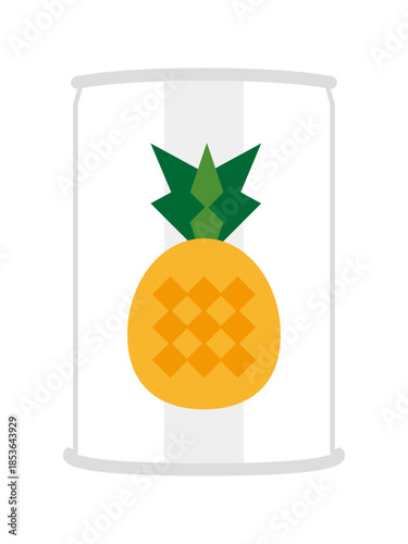 正面から見たパイナップルの缶詰のイラスト　ミニサイズ