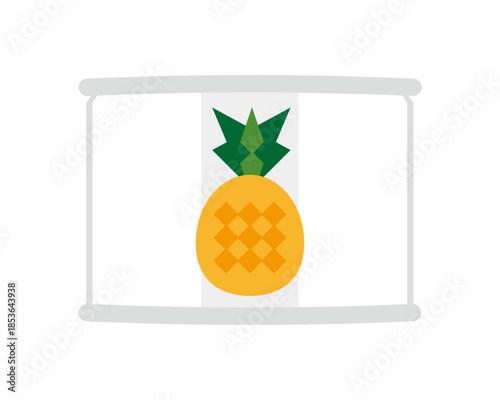 正面から見たパイナップルの缶詰のイラスト　ミニサイズ