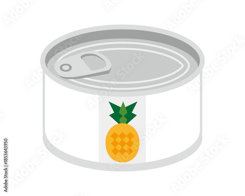 斜め上から見たパイナップルの缶詰のイラスト　ミニサイズ
