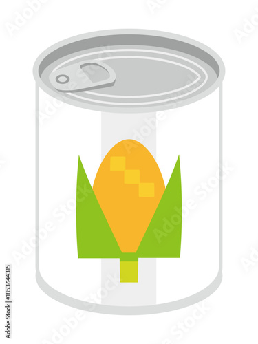 斜め上から見たトウモロコシの缶詰のイラスト