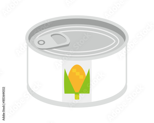 斜め上から見たトウモロコシの缶詰のイラスト　ミニサイズ