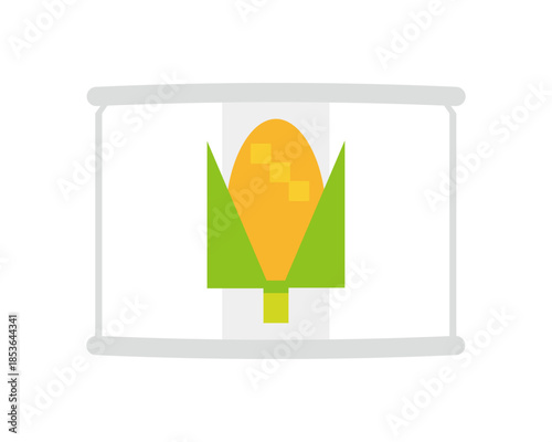 正面から見たトウモロコシの缶詰のイラスト　ミニサイズ