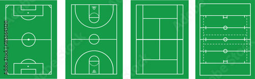 Flat vector of a football or soccer pitch, sports related graphic element