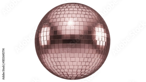 Foto Rose gold disco ball isolated PNG, shiny mirror sphere for party decoration and