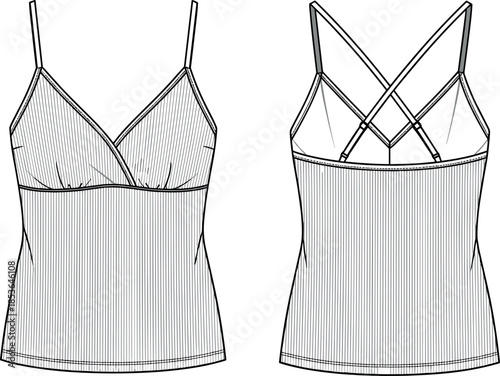 Technical flat sketch (front and back view) of a loose-fit mini dress with Peter Pan collar, full sleeves, button front, and gathered elastic waist/cuffs, vector template for chic apparel design.