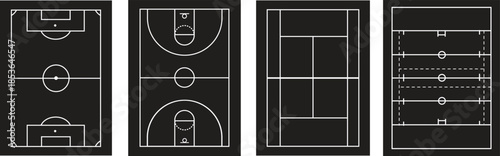 Flat vector of a football or soccer pitch, sports related graphic element