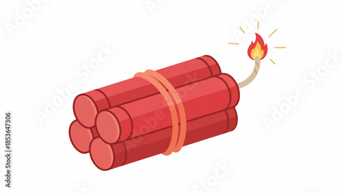 Dynamite Bundle with Burning Fuse Explosive Danger