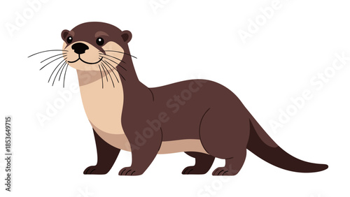 A charming cartoon illustration of a playful otter, a sleek brown mammal known for its aquatic lifestyle and endearing features