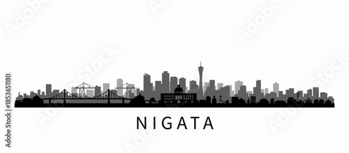 Niigata city skyline panorama silhouette vector illustration
