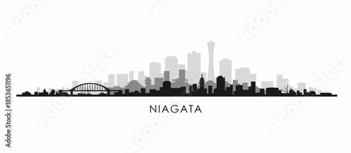 Niigata Japan city skyline silhouette vector illustration