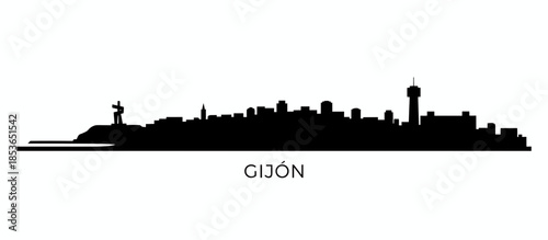 Gijon Spain city skyline silhouette vector illustration