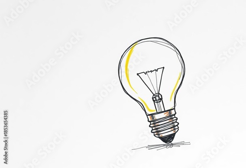 A roughly sketched lightbulb, pencil lines visible, on textured paper,  retro,  artwork