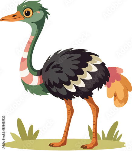 ostrich cartoon isolated on white