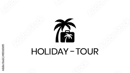 LOGO FOR HOLIDAY IN BLACK AND WHITE bag, icon, suitcase, briefcase, business, travel, case, luggage, vector, symbol, baggage, sign, illustration, button, object, handle, portfolio, design, box