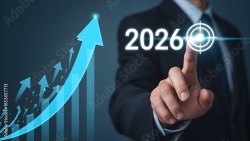 Businessman setting a clear vision and achieving significant growth targets for the year 2026