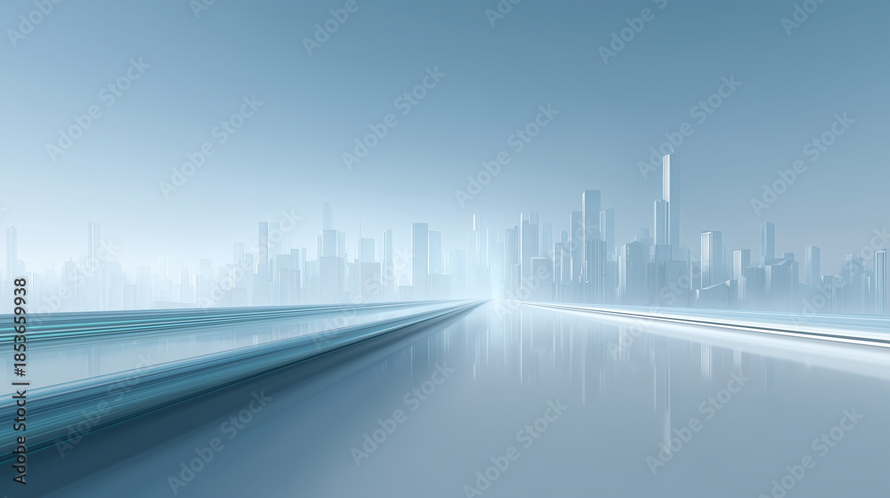 Fototapeta premium Futuristic City Data Flow Fast Lane Technology Background with Copy Space