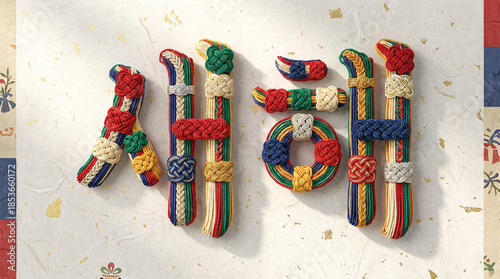 Multi-colored Knitted Saehae Korean Text