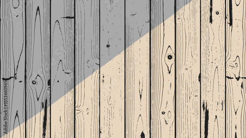 Rustic Wooden Wall Texture with Natural Sunlight Shadow Overlay