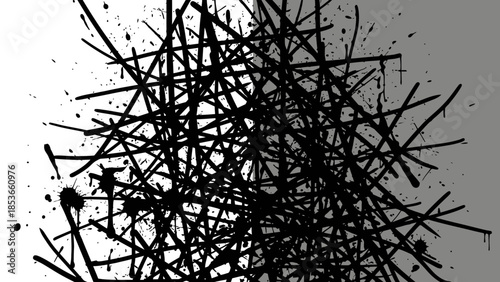 Abstract Black Splatter on White Background