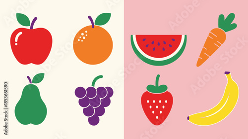 Colorful Collection of Fresh Fruits and Vegetables, Perfect for Healthy Eating and Nutrition