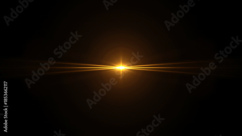 Yellow star light shining brightly in dark space