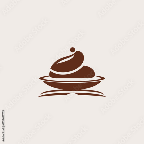 Stylized illustration of chocolate dessert on a plate minimalist design