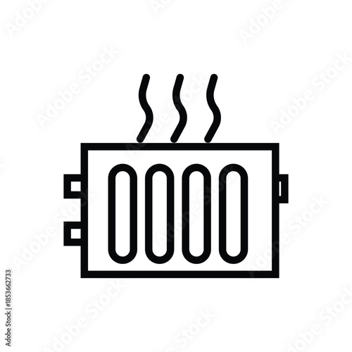 Black Battery Icon with Smoke on White Background