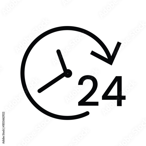 24 Hour Clock Icon with Circular Arrow