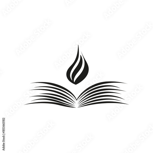 Open book with flame symbol conceptual design for education and knowledge