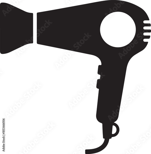Black hair dryer icon on white background