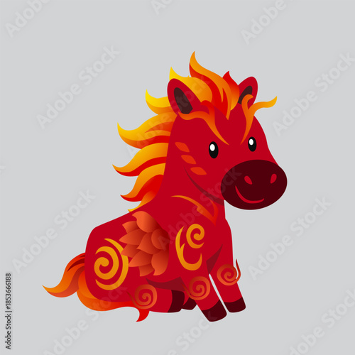 lunar red horse sitting still