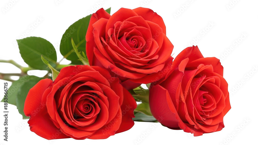 Obraz premium Three vibrant red roses
