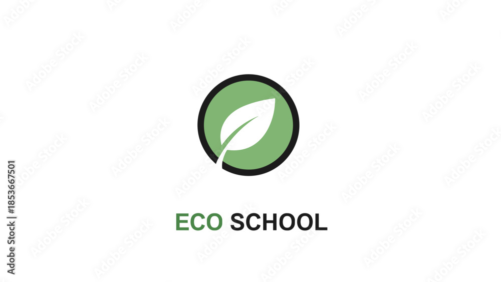 Fototapeta premium Eco School Logo with Leaf Symbol 1.