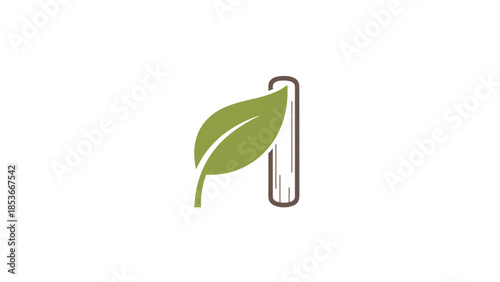 Green Leaf in Test Tube Illustration.
